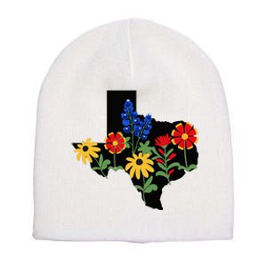 Texas Wildflowers With Bluebonnets Short Acrylic Beanie