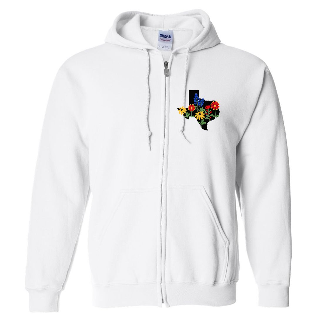 Texas Wildflowers With Bluebonnets Full Zip Hoodie