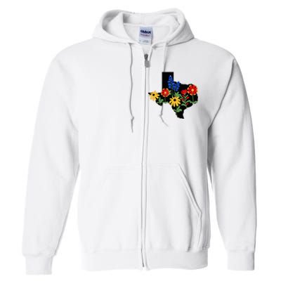 Texas Wildflowers With Bluebonnets Full Zip Hoodie