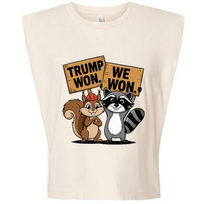 Trump Won We Won Peanut Squirrel & Fred Raccoo 2024 Garment-Dyed Women's Muscle Tee