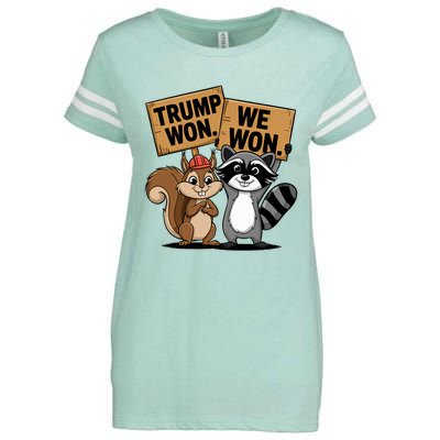 Trump Won We Won Peanut Squirrel & Fred Raccoo 2024 Enza Ladies Jersey Football T-Shirt