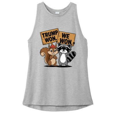 Trump Won We Won Peanut Squirrel & Fred Raccoo 2024 Ladies PosiCharge Tri-Blend Wicking Tank