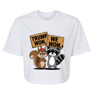 Trump Won We Won Peanut Squirrel & Fred Raccoo 2024 Bella+Canvas Jersey Crop Tee