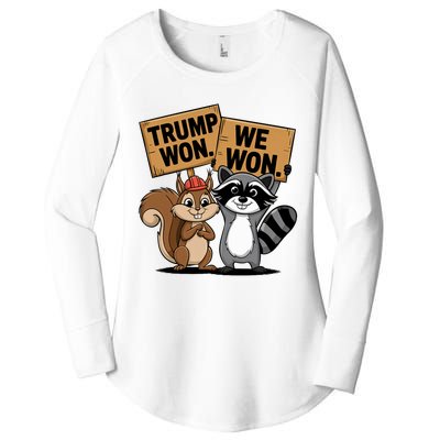 Trump Won We Won Peanut Squirrel & Fred Raccoo 2024 Women's Perfect Tri Tunic Long Sleeve Shirt