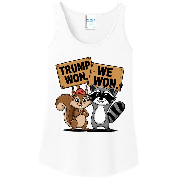 Trump Won We Won Peanut Squirrel & Fred Raccoo 2024 Ladies Essential Tank