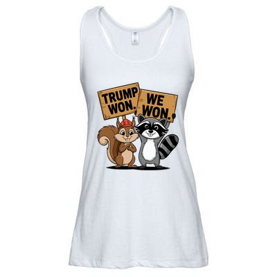 Trump Won We Won Peanut Squirrel & Fred Raccoo 2024 Ladies Essential Flowy Tank