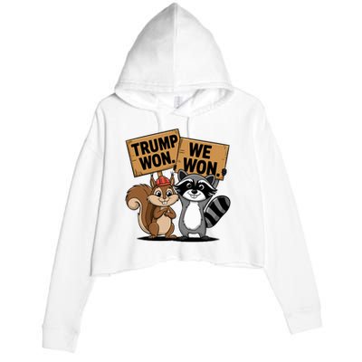 Trump Won We Won Peanut Squirrel & Fred Raccoo 2024 Crop Fleece Hoodie