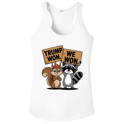 Trump Won We Won Peanut Squirrel & Fred Raccoo 2024 Ladies PosiCharge Competitor Racerback Tank