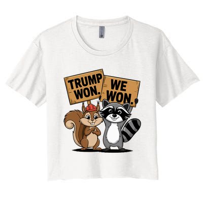 Trump Won We Won Peanut Squirrel & Fred Raccoo 2024 Women's Crop Top Tee