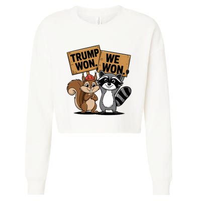 Trump Won We Won Peanut Squirrel & Fred Raccoo 2024 Cropped Pullover Crew