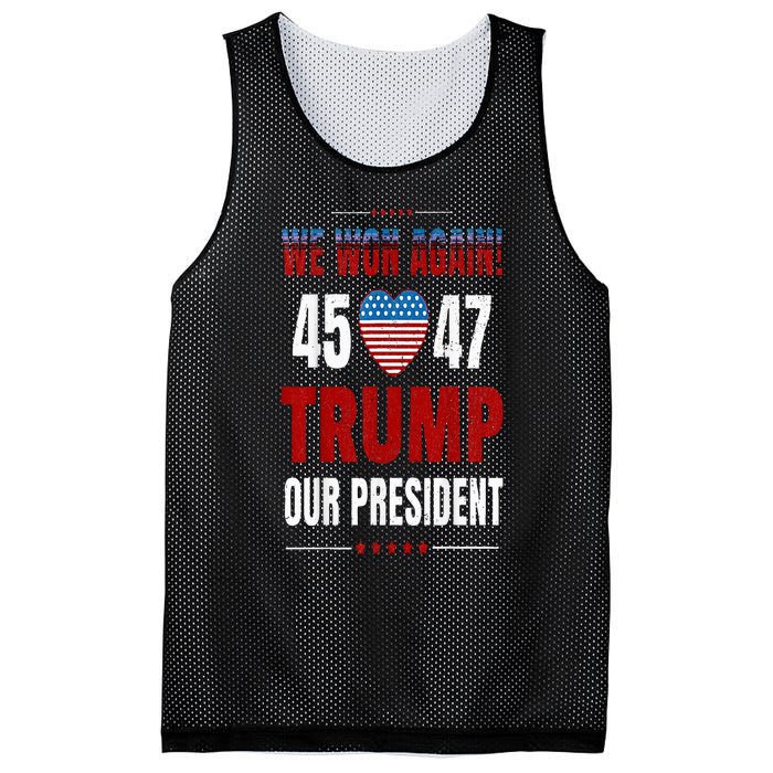 Trump We Won Again 2024 Wins Victory President 45 47 Mesh Reversible Basketball Jersey Tank