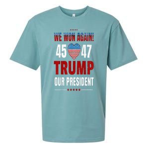 Trump We Won Again 2024 Wins Victory President 45 47 Sueded Cloud Jersey T-Shirt