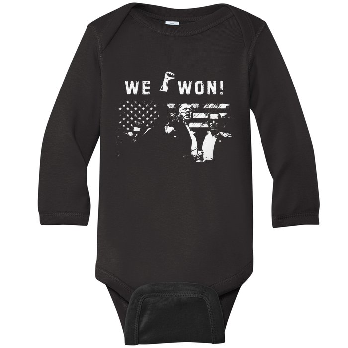 Trump We Won Wins Inauguration 47 Us President 2025 Election Baby Long Sleeve Bodysuit