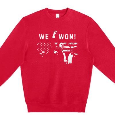 Trump We Won Wins Inauguration 47 Us President 2025 Election Premium Crewneck Sweatshirt