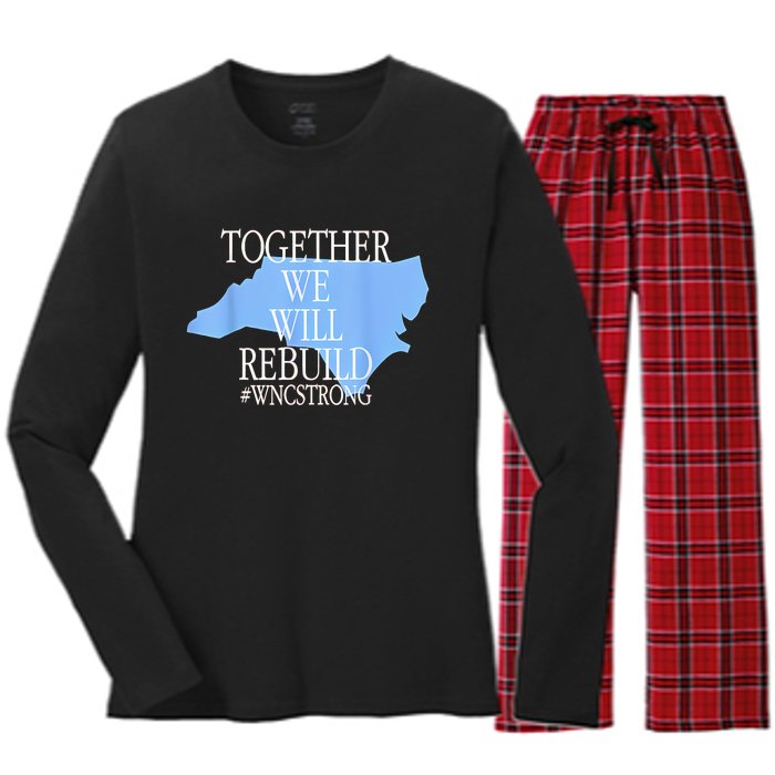 Together We Will Rebuild Wnc Strong Women's Long Sleeve Flannel Pajama Set 