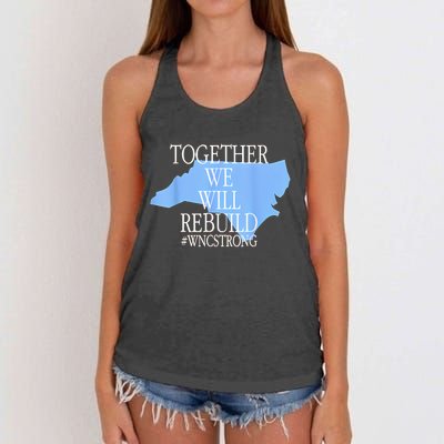 Together We Will Rebuild Wnc Strong Women's Knotted Racerback Tank