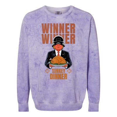 Trump Winner Winner Turkey Dinner Thanksgiving Colorblast Crewneck Sweatshirt