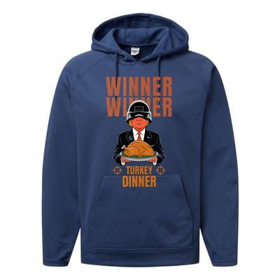 Trump Winner Winner Turkey Dinner Thanksgiving Performance Fleece Hoodie