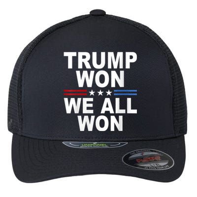 Trump Won We All Won 2024 Usa Flag Trump Won Flexfit Unipanel Trucker Cap