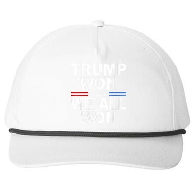 Trump Won We All Won 2024 Usa Flag Trump Won Snapback Five-Panel Rope Hat