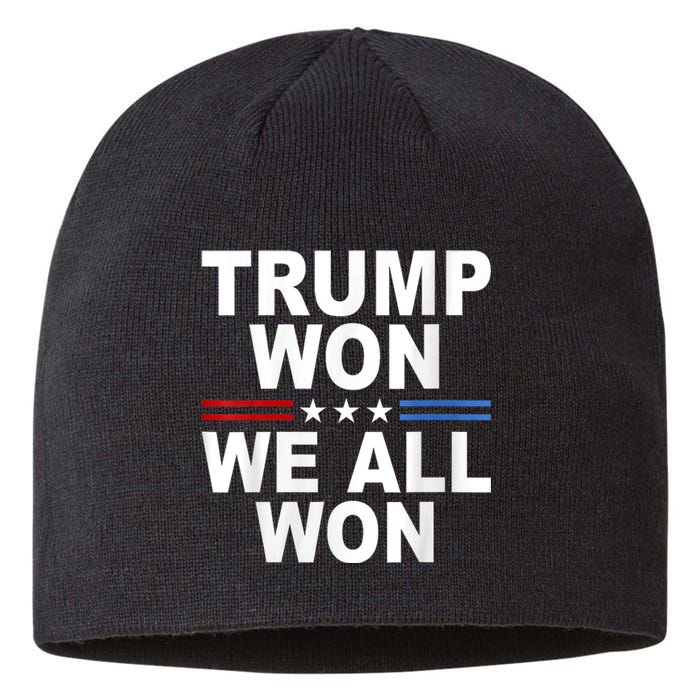 Trump Won We All Won 2024 Usa Flag Trump Won Sustainable Beanie