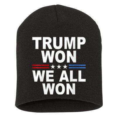 Trump Won We All Won 2024 Usa Flag Trump Won Short Acrylic Beanie