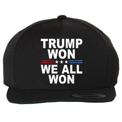 Trump Won We All Won 2024 Usa Flag Trump Won Wool Snapback Cap