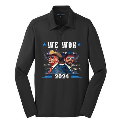 Trump We Won Wins Inauguration 47 Us President 2025 Election Silk Touch Performance Long Sleeve Polo