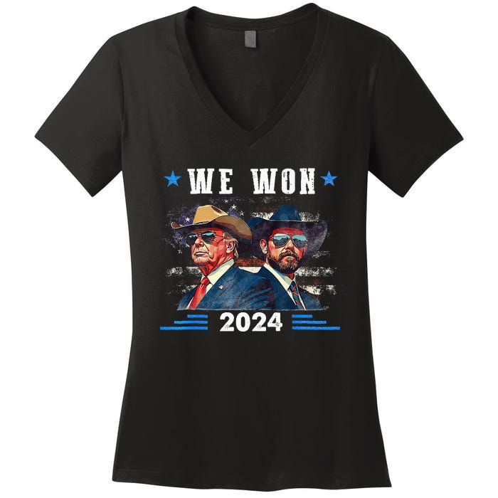 Trump We Won Wins Inauguration 47 Us President 2025 Election Women's V-Neck T-Shirt