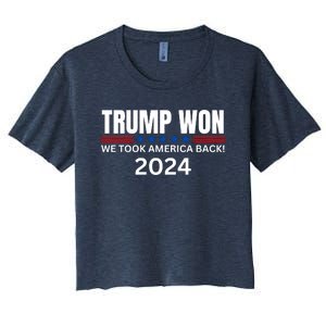 Trump Won We Took America Back! Trump 2024 Victory J.D.Vance President 47 Trump Women's Crop Top Tee