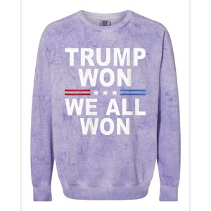 Trump Won We All Won 2024 Usa Flag Trump Won Colorblast Crewneck Sweatshirt