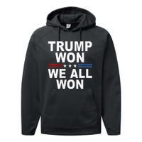 Trump Won We All Won 2024 Usa Flag Trump Won Performance Fleece Hoodie