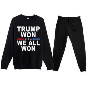 Trump Won We All Won 2024 Usa Flag Trump Won Premium Crewneck Sweatsuit Set