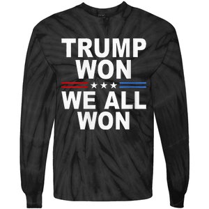 Trump Won We All Won 2024 Usa Flag Trump Won Tie-Dye Long Sleeve Shirt