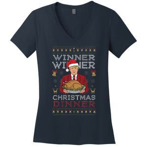 Trump Winner Winner Christmas Dinner Funny Ugly Sweater Women's V-Neck T-Shirt