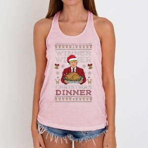 Trump Winner Winner Christmas Dinner Funny Ugly Sweater Women's Knotted Racerback Tank