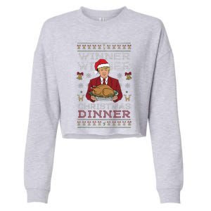 Trump Winner Winner Christmas Dinner Funny Ugly Sweater Cropped Pullover Crew