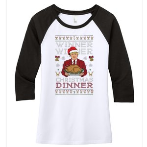 Trump Winner Winner Christmas Dinner Funny Ugly Sweater Women's Tri-Blend 3/4-Sleeve Raglan Shirt