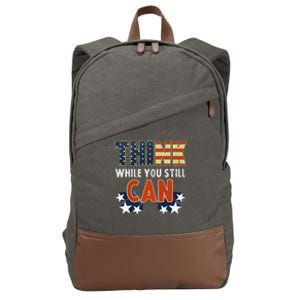 Think While You Still Can American Flag Cotton Canvas Backpack