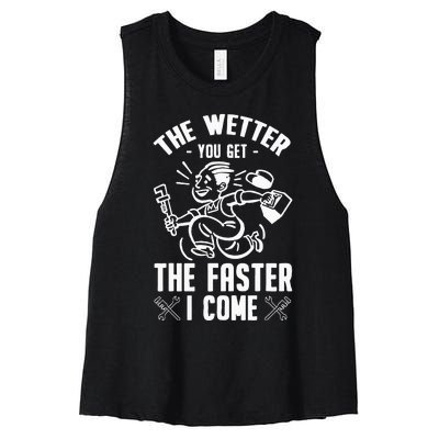 The Wetter You Get The Faster I Come Women's Racerback Cropped Tank