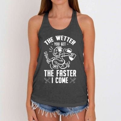 The Wetter You Get The Faster I Come Women's Knotted Racerback Tank