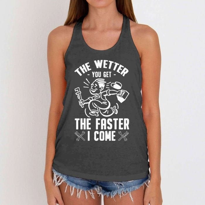 The Wetter You Get The Faster I Come Women's Knotted Racerback Tank