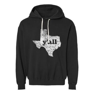 Texas Women Yall Texas State Map Vintage Yall Garment-Dyed Fleece Hoodie