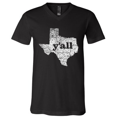 Texas Women Yall Texas State Map Vintage Yall V-Neck T-Shirt