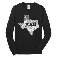 Texas Women Yall Texas State Map Vintage Yall Tall Long Sleeve T-Shirt