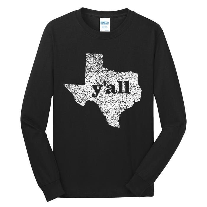 Texas Women Yall Texas State Map Vintage Yall Tall Long Sleeve T-Shirt