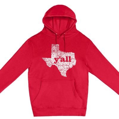 Texas Women Yall Texas State Map Vintage Yall Premium Pullover Hoodie