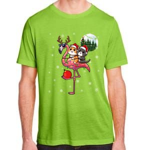 Two Xmas Cats Riding Flamingo Reindeer Sunglasses Funny Gift Adult ChromaSoft Performance T-Shirt