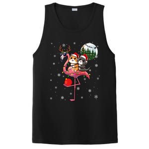 Two Xmas Cats Riding Flamingo Reindeer Sunglasses Funny Gift PosiCharge Competitor Tank