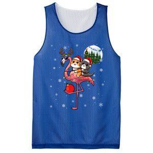 Two Xmas Cats Riding Flamingo Reindeer Sunglasses Funny Gift Mesh Reversible Basketball Jersey Tank